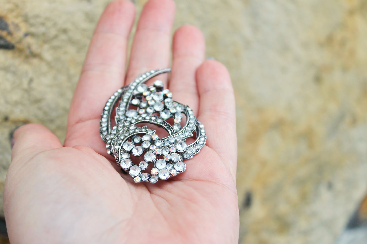 Vintage USSR Brooch with Crystals - Vintage Soviet Mother's Day Jewelry - Jewelry Gift USSR - made in Soviet Union Ukraine