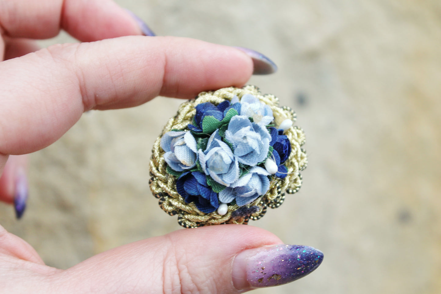 Vintage old fabric Brooch - Vintage Mother's Day Jewelry - Jewelry Gift - made in Germany - 1980s