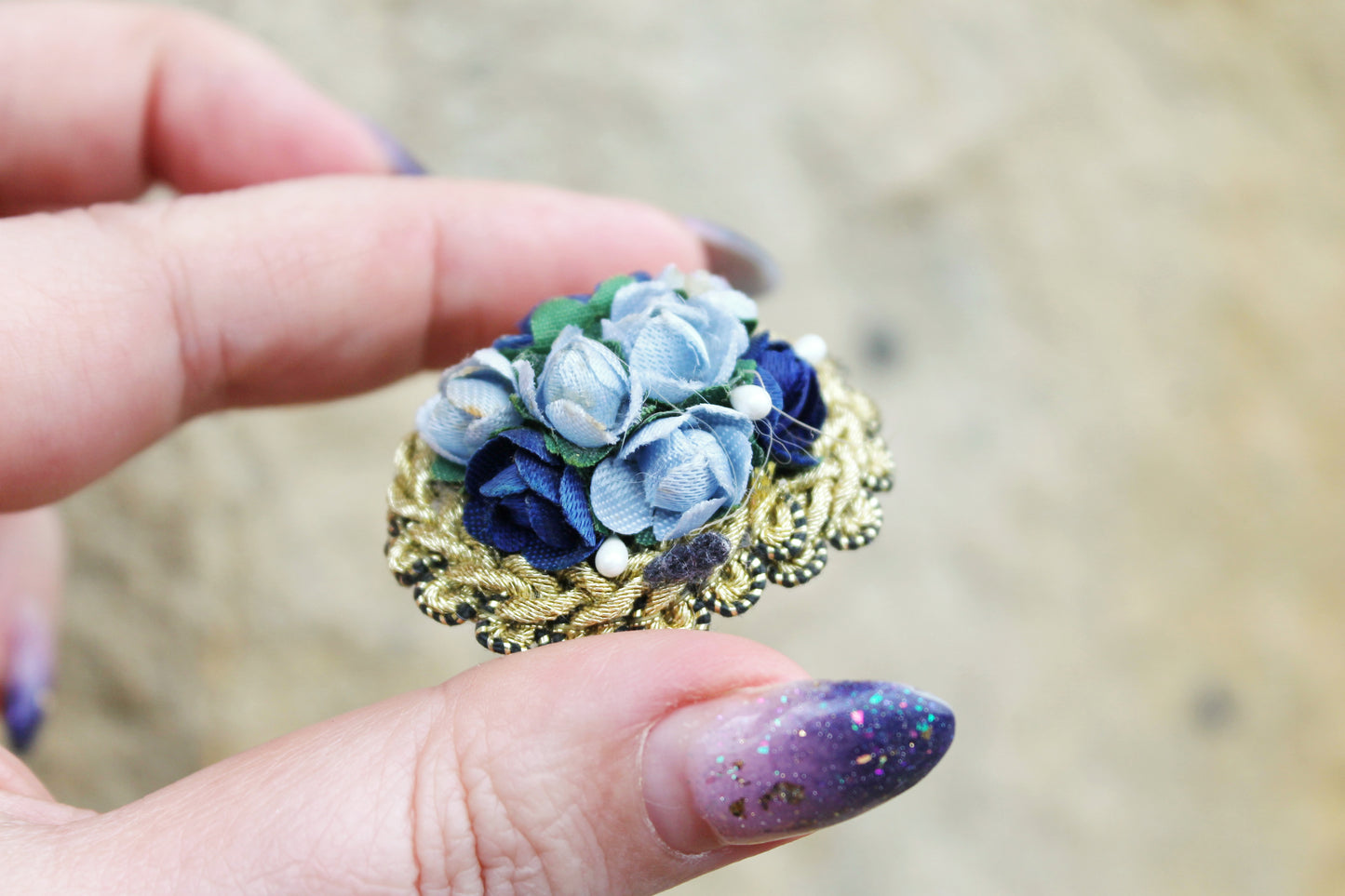 Vintage old fabric Brooch - Vintage Mother's Day Jewelry - Jewelry Gift - made in Germany - 1980s