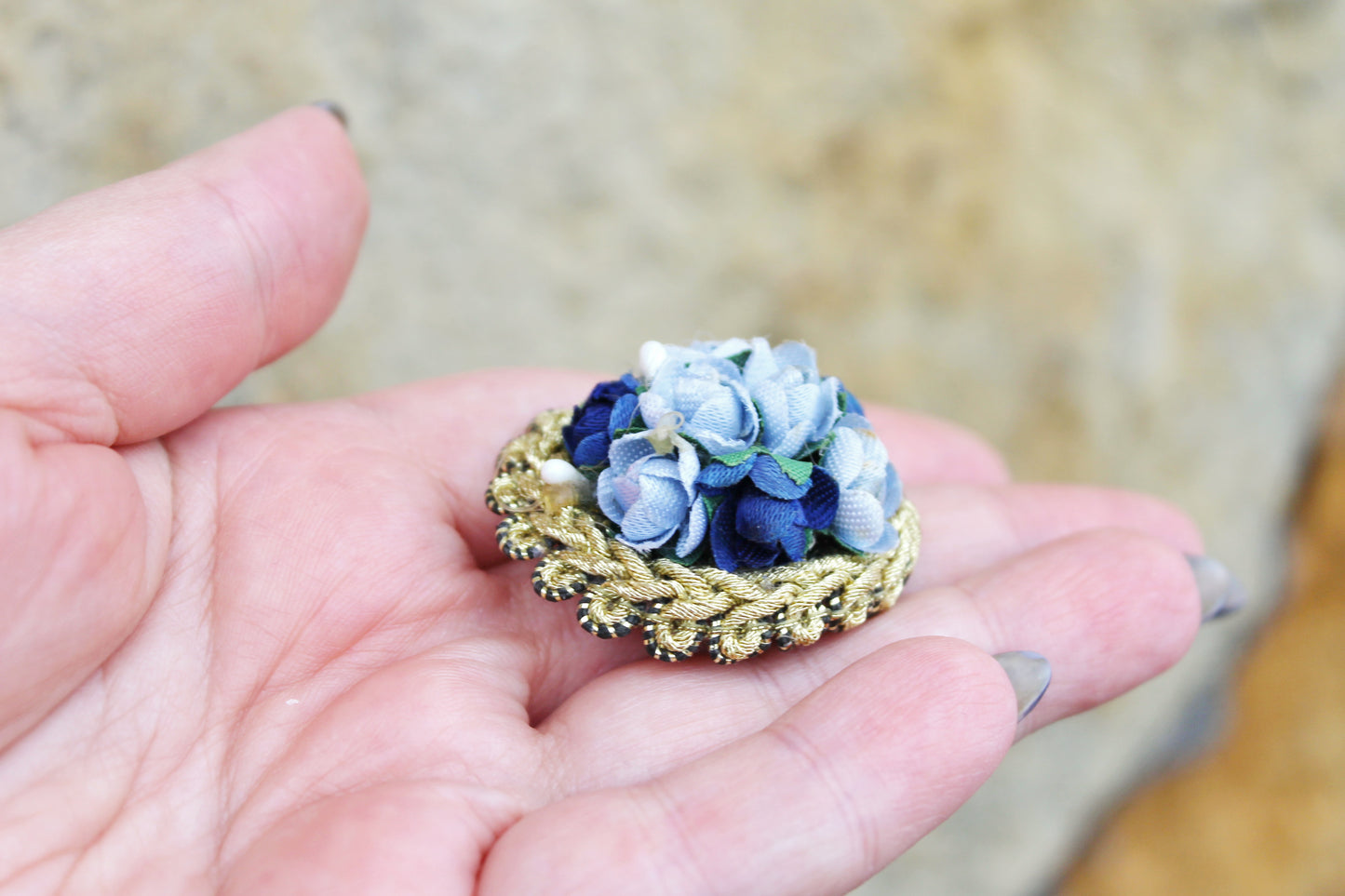 Vintage old fabric Brooch - Vintage Mother's Day Jewelry - Jewelry Gift - made in Germany - 1980s