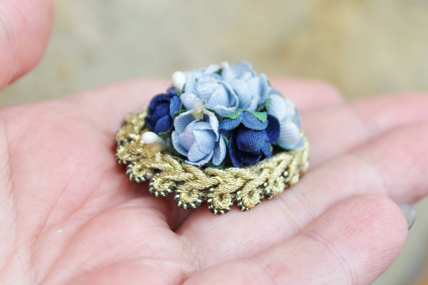 Vintage old fabric Brooch - Vintage Mother's Day Jewelry - Jewelry Gift - made in Germany - 1980s