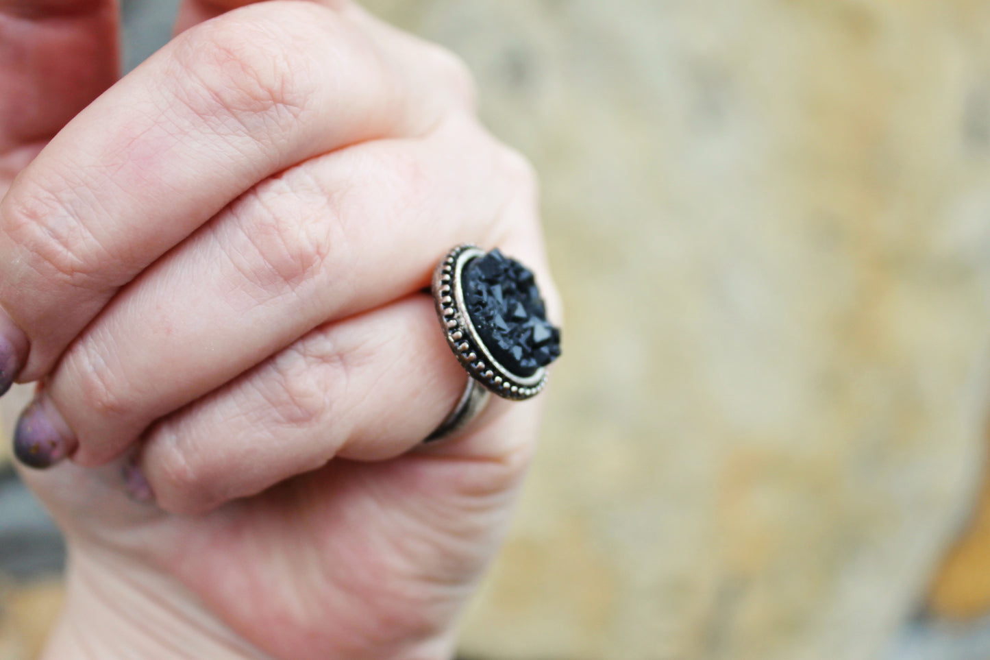 Vintage old metall Germany bijouterie ring with some stones - size 6.5 - Vintage Mother's Day Jewelry - Jewelry Gift - made in Germany - 1980s