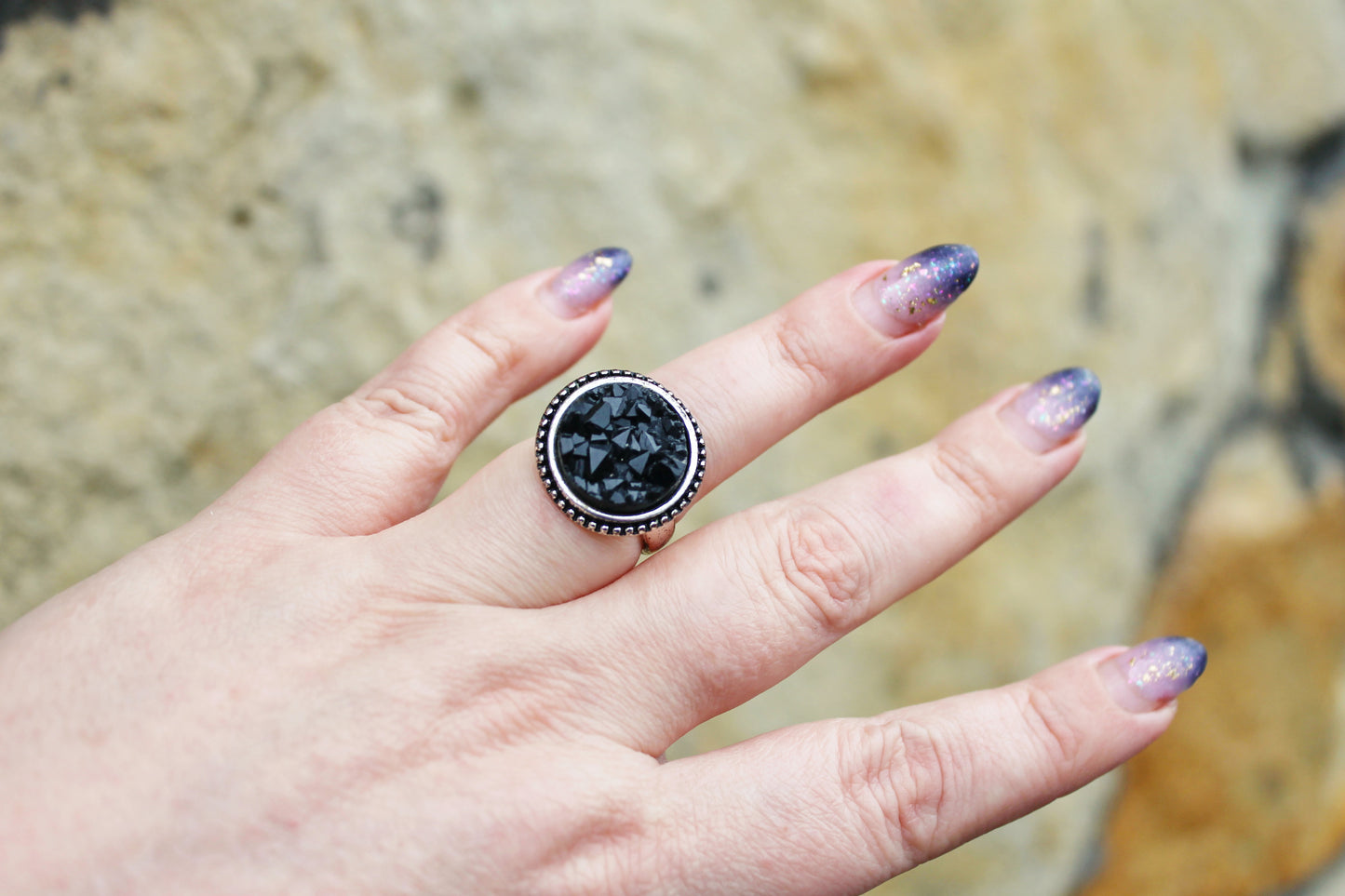 Vintage old metall Germany bijouterie ring with some stones - size 6.5 - Vintage Mother's Day Jewelry - Jewelry Gift - made in Germany - 1980s