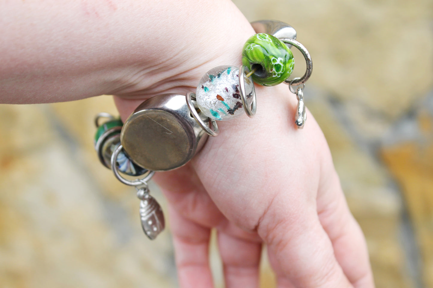 Vintage bracelet from Germany on an elastic band - made in 1990-2000s - Germany vintage bijouterie - gift for her - Mother's day gift