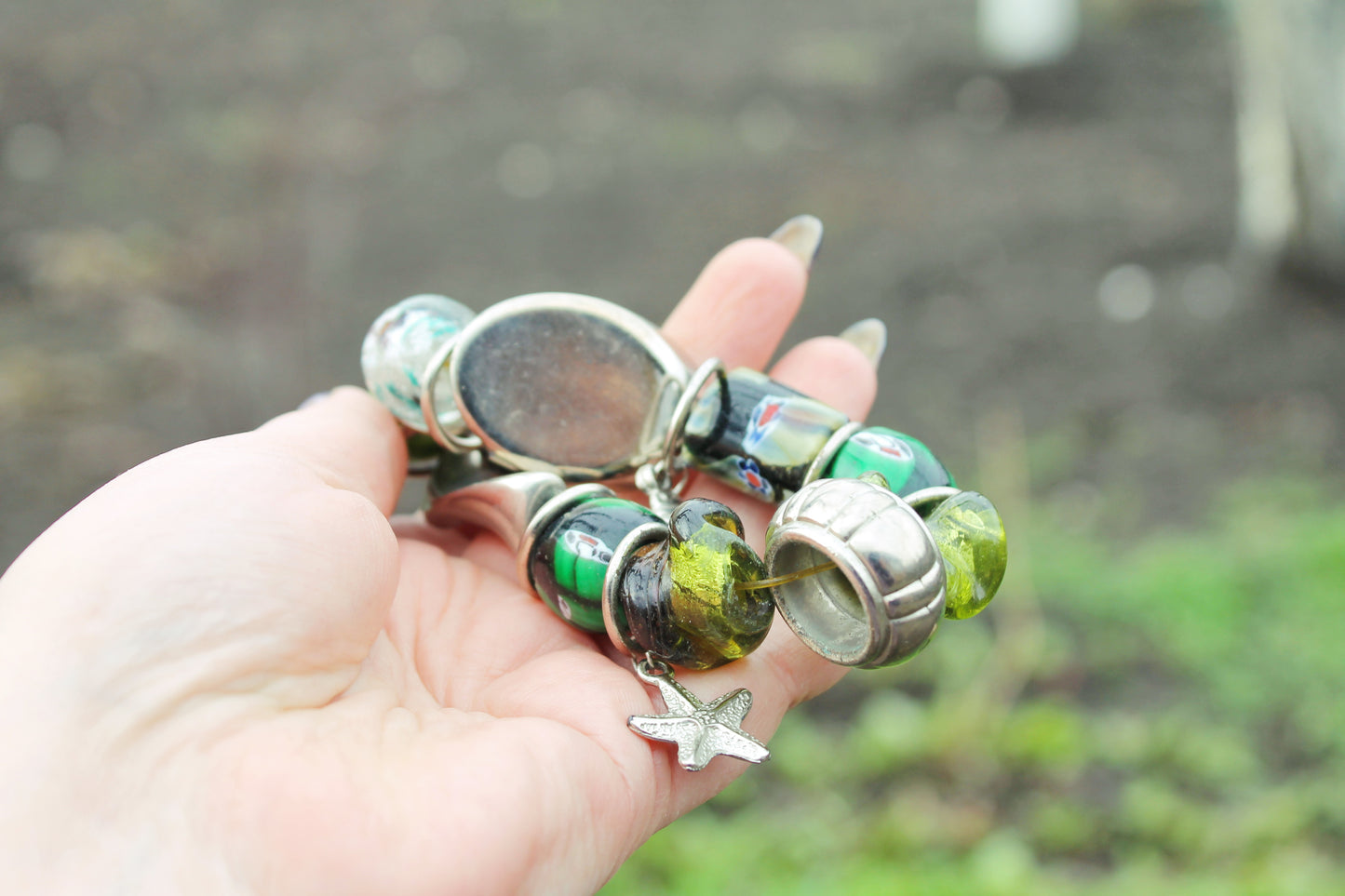 Vintage bracelet from Germany on an elastic band - made in 1990-2000s - Germany vintage bijouterie - gift for her - Mother's day gift