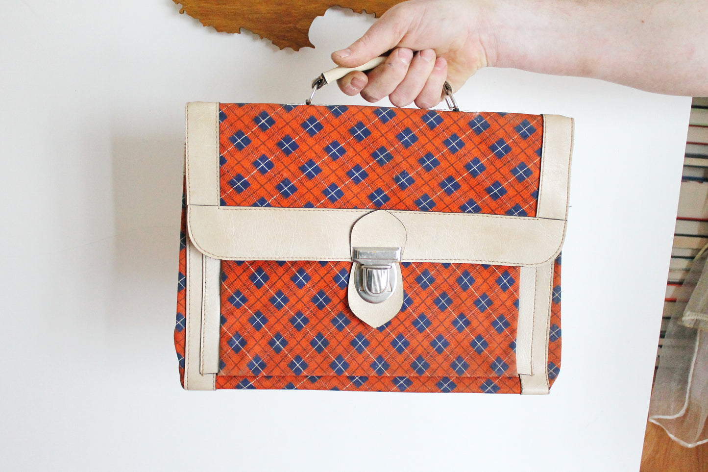 Vintage school bag - checkered backpack - Soviet rare bag - USSR School Bag - Book Bag - Soviet School. Made in USSR in 1980s