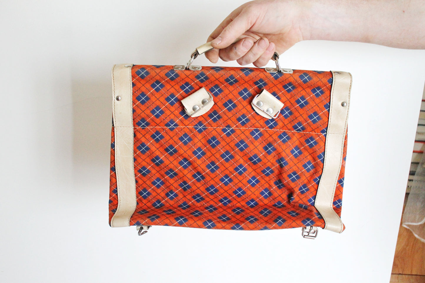 Vintage school bag - checkered backpack - Soviet rare bag - USSR School Bag - Book Bag - Soviet School. Made in USSR in 1980s