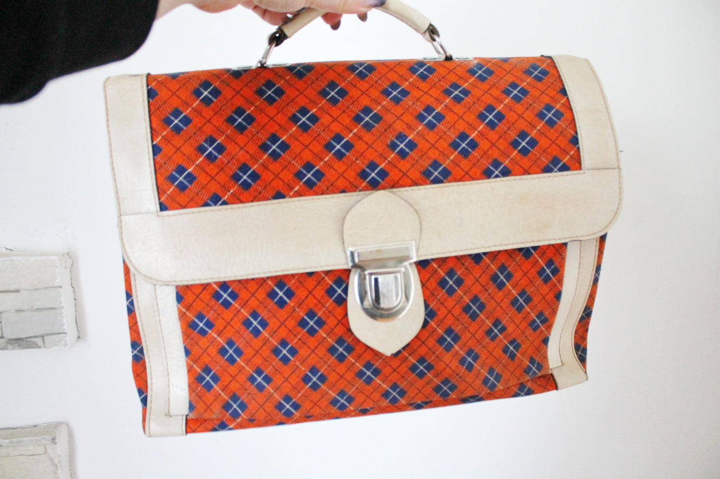Vintage school bag - checkered backpack - Soviet rare bag - USSR School Bag - Book Bag - Soviet School. Made in USSR in 1980s