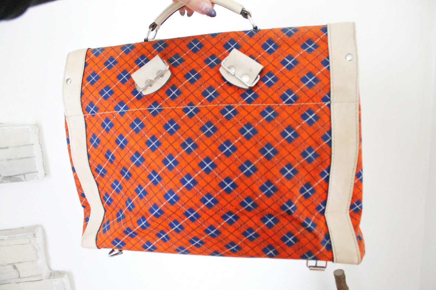 Vintage school bag - checkered backpack - Soviet rare bag - USSR School Bag - Book Bag - Soviet School. Made in USSR in 1980s