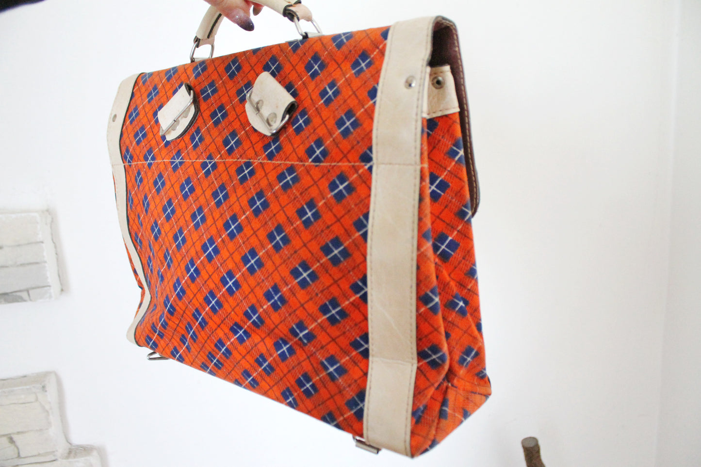 Vintage school bag - checkered backpack - Soviet rare bag - USSR School Bag - Book Bag - Soviet School. Made in USSR in 1980s