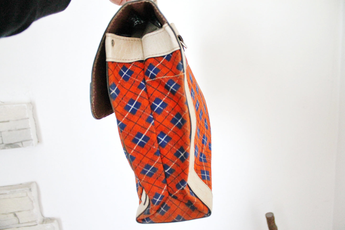 Vintage school bag - checkered backpack - Soviet rare bag - USSR School Bag - Book Bag - Soviet School. Made in USSR in 1980s