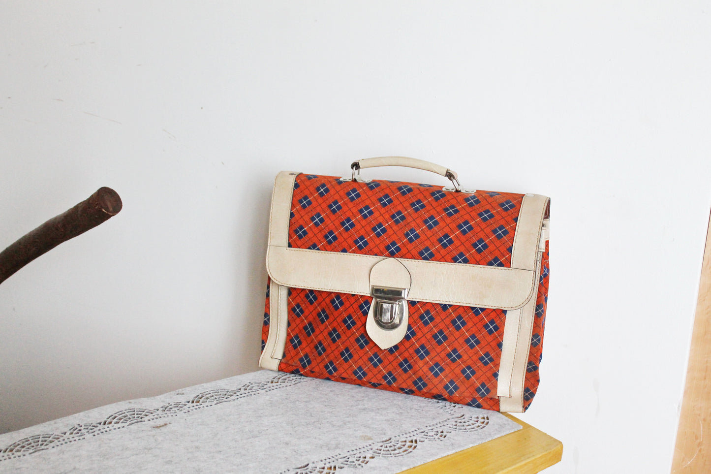 Vintage school bag - checkered backpack - Soviet rare bag - USSR School Bag - Book Bag - Soviet School. Made in USSR in 1980s