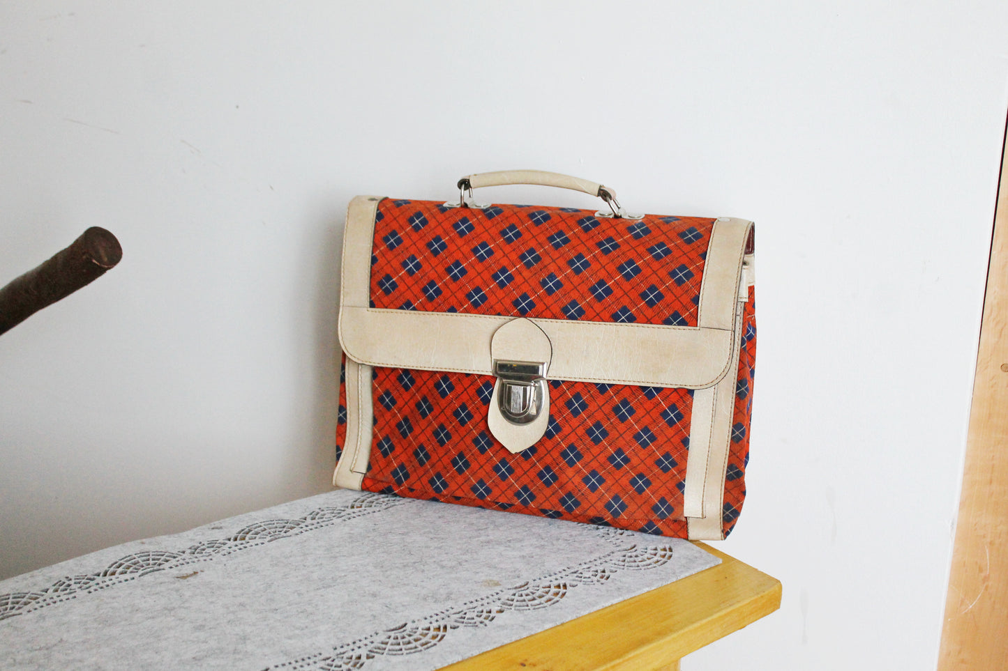 Vintage school bag - checkered backpack - Soviet rare bag - USSR School Bag - Book Bag - Soviet School. Made in USSR in 1980s