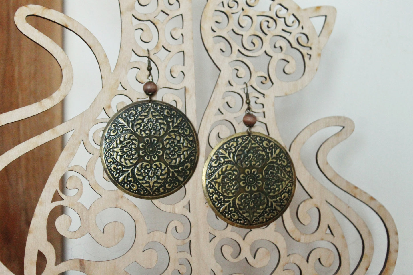 Vintage bronze beautiful earrings from Germany 55 mm - made in 1980-1990s - Germany vintage bijouterie - gift for her - Mother's day gift