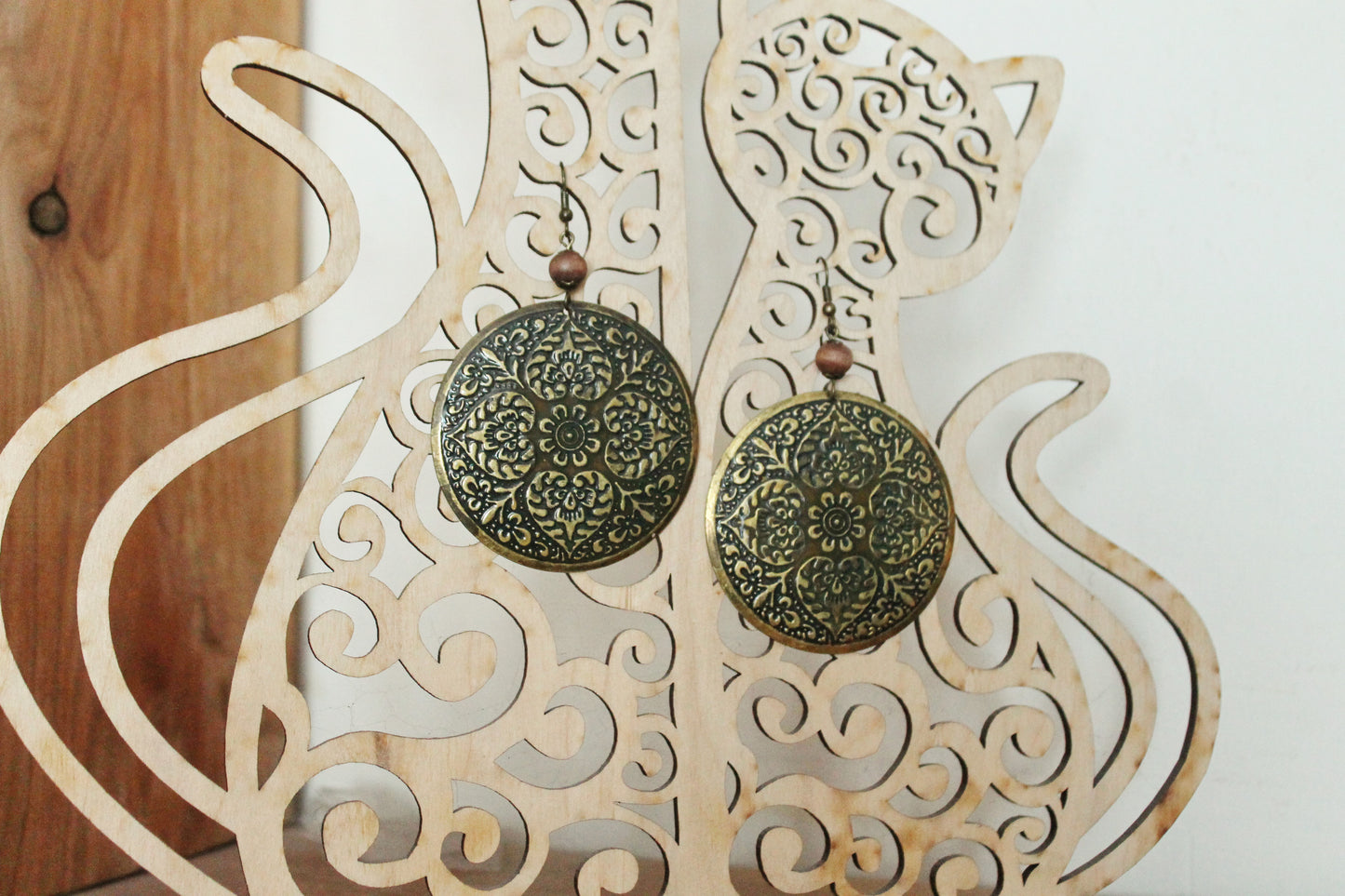 Vintage bronze beautiful earrings from Germany 55 mm - made in 1980-1990s - Germany vintage bijouterie - gift for her - Mother's day gift