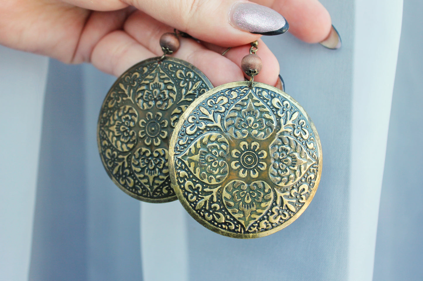 Vintage bronze beautiful earrings from Germany 55 mm - made in 1980-1990s - Germany vintage bijouterie - gift for her - Mother's day gift