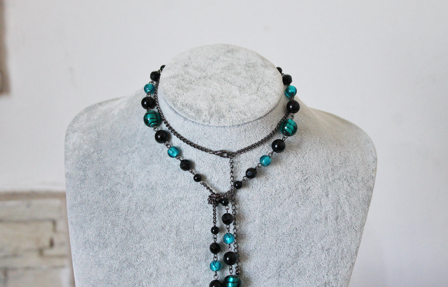 Vintage long beaded chain necklace from Germany - Nekclace 1990s - Germany vintage bijouterie - gift neckalce