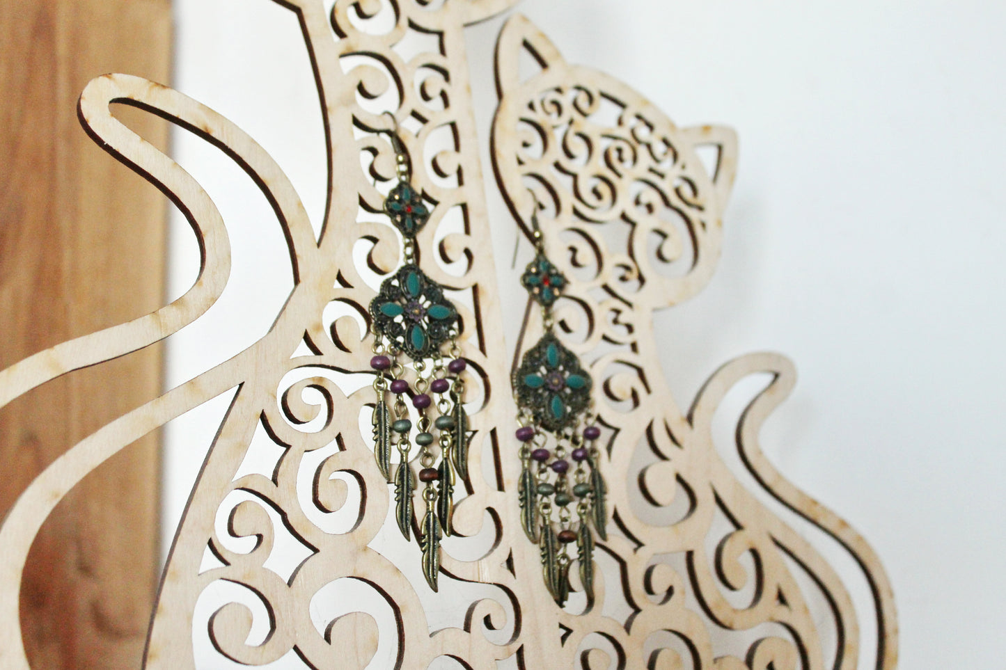 Vintage bronze boho earrings from Germany 110 mm - made in 1980-1990s - Germany vintage bijouterie - gift for her - Mother's day gift