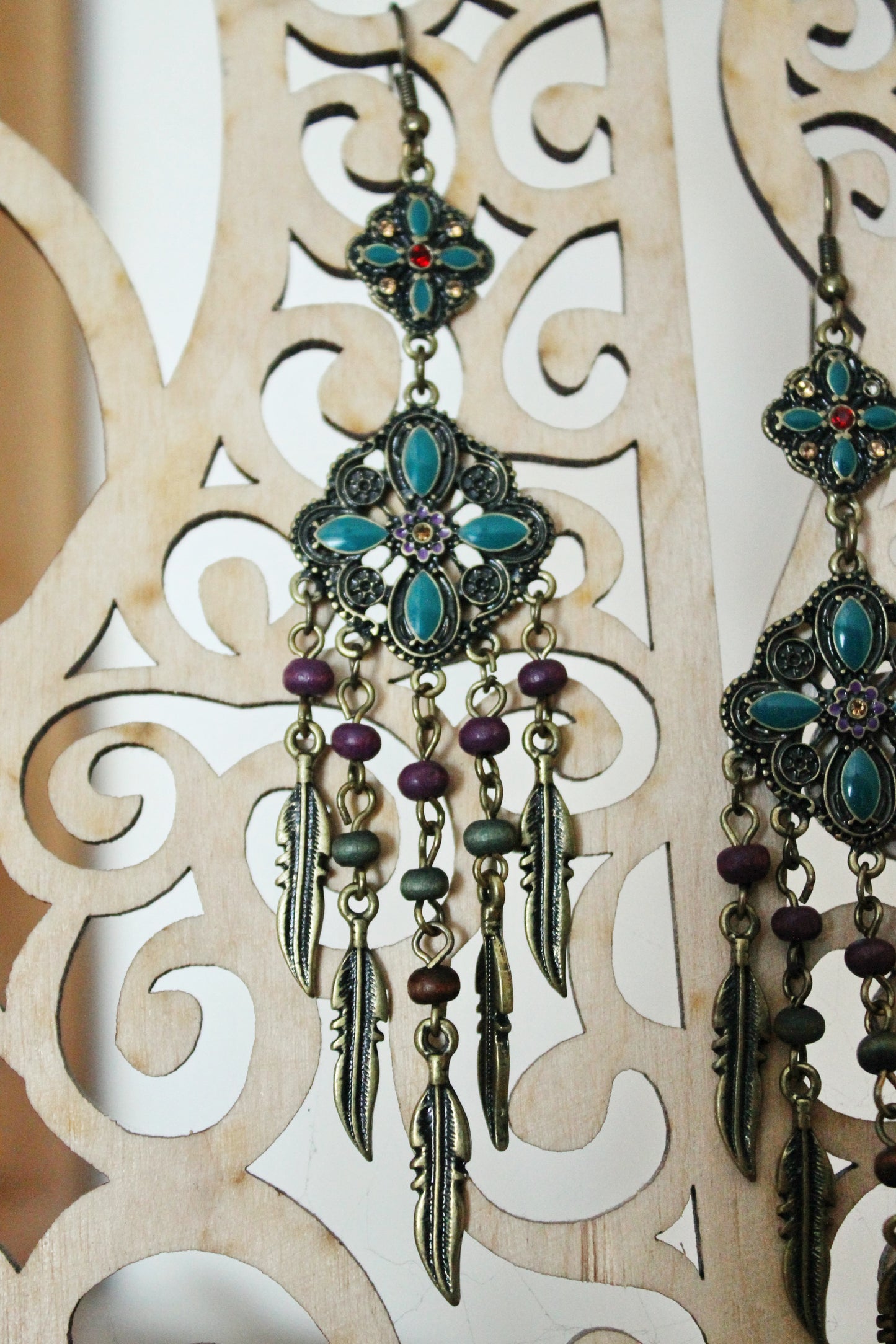 Vintage bronze boho earrings from Germany 110 mm - made in 1980-1990s - Germany vintage bijouterie - gift for her - Mother's day gift