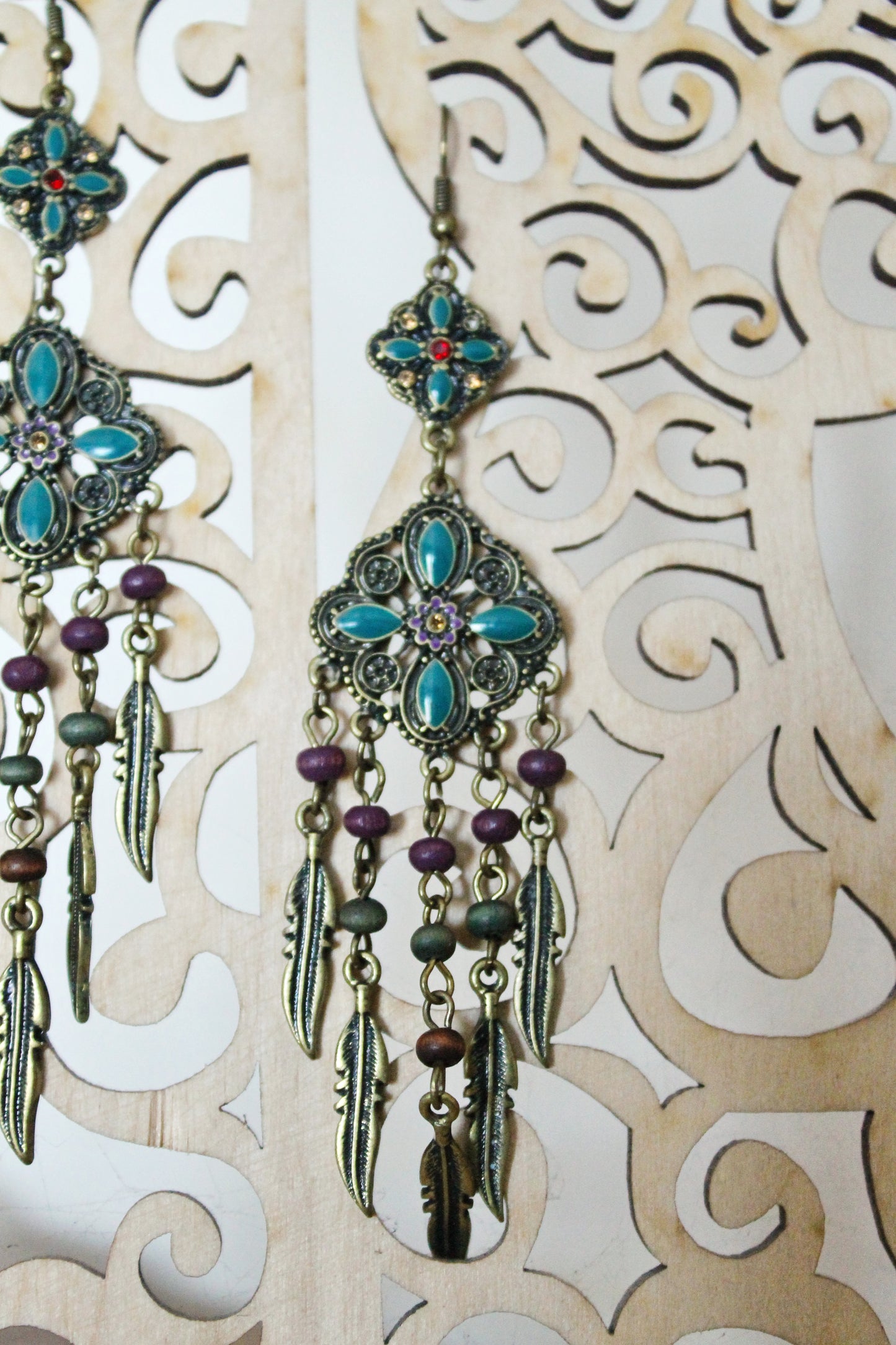 Vintage bronze boho earrings from Germany 110 mm - made in 1980-1990s - Germany vintage bijouterie - gift for her - Mother's day gift