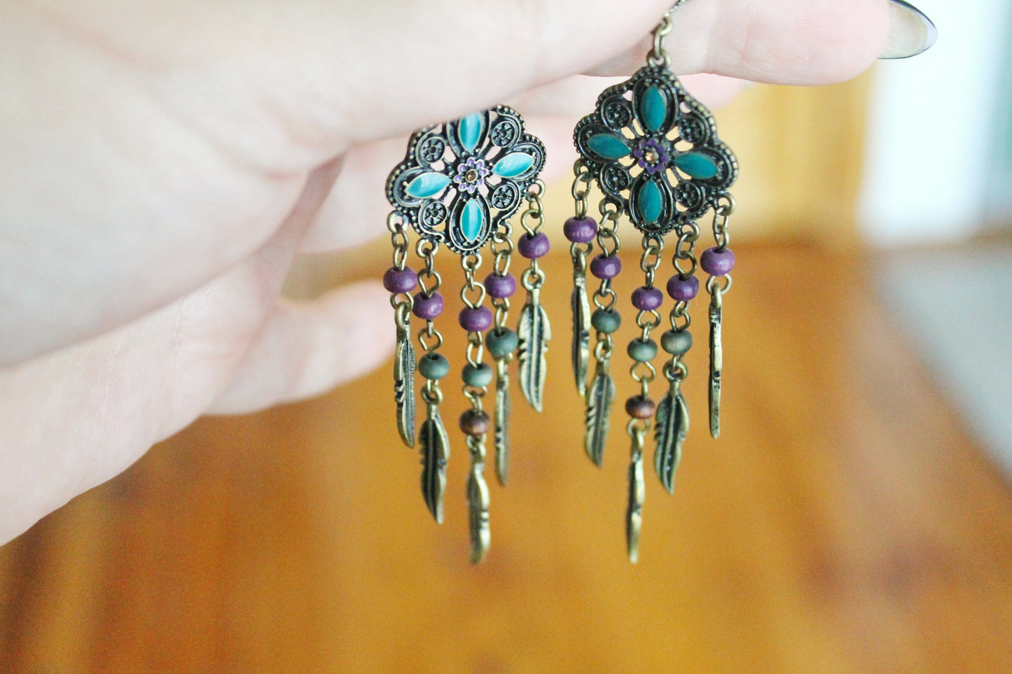 Vintage bronze boho earrings from Germany 110 mm - made in 1980-1990s - Germany vintage bijouterie - gift for her - Mother's day gift