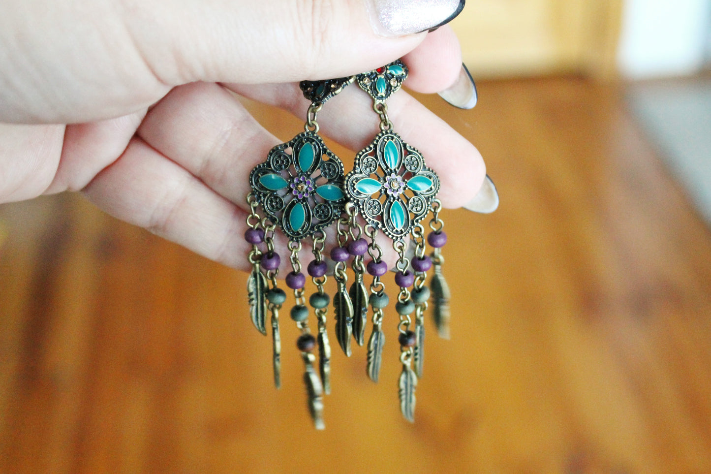 Vintage bronze boho earrings from Germany 110 mm - made in 1980-1990s - Germany vintage bijouterie - gift for her - Mother's day gift