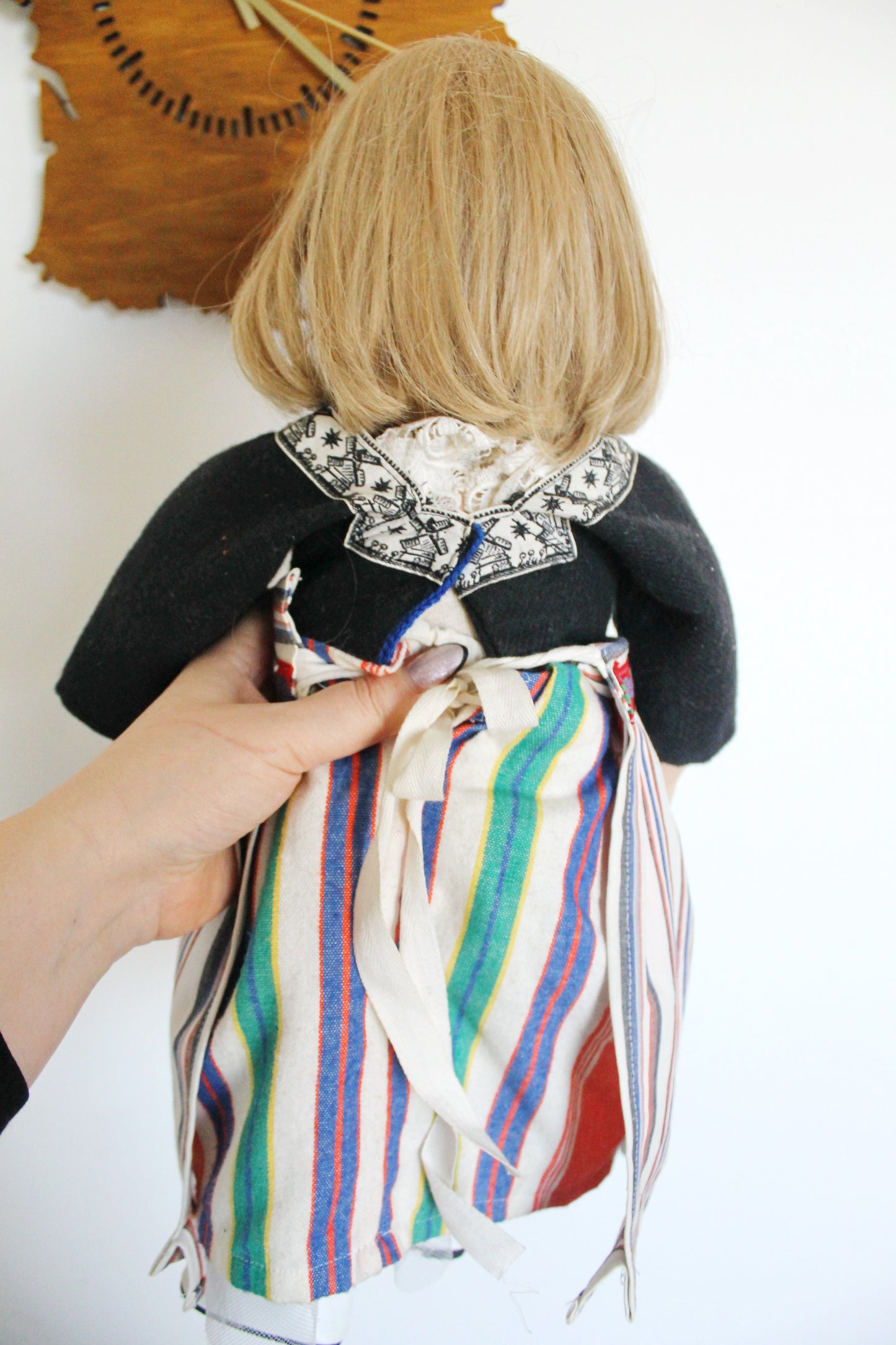 Vintage big rag Germany cute doll in dress and boots - 47 cm - 18.5 inches - Collectible doll - 1980-1990s