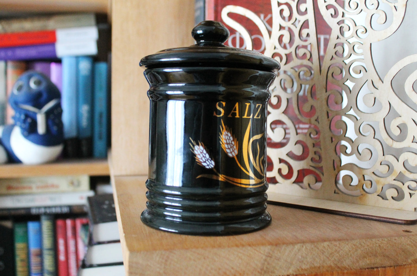 Vintage cute ceramic porcelain salt jar - 5.1 inches - Germany porcelain - Salz - 1980-1990s