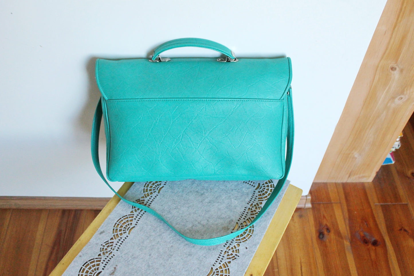 Vintage USSR turquoise shoulder bag - Soviet rare bag - Book Bag - Soviet woman/man bag. Made in USSR in 1980s