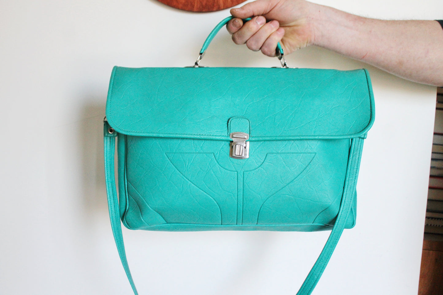Vintage USSR turquoise shoulder bag - Soviet rare bag - Book Bag - Soviet woman/man bag. Made in USSR in 1980s