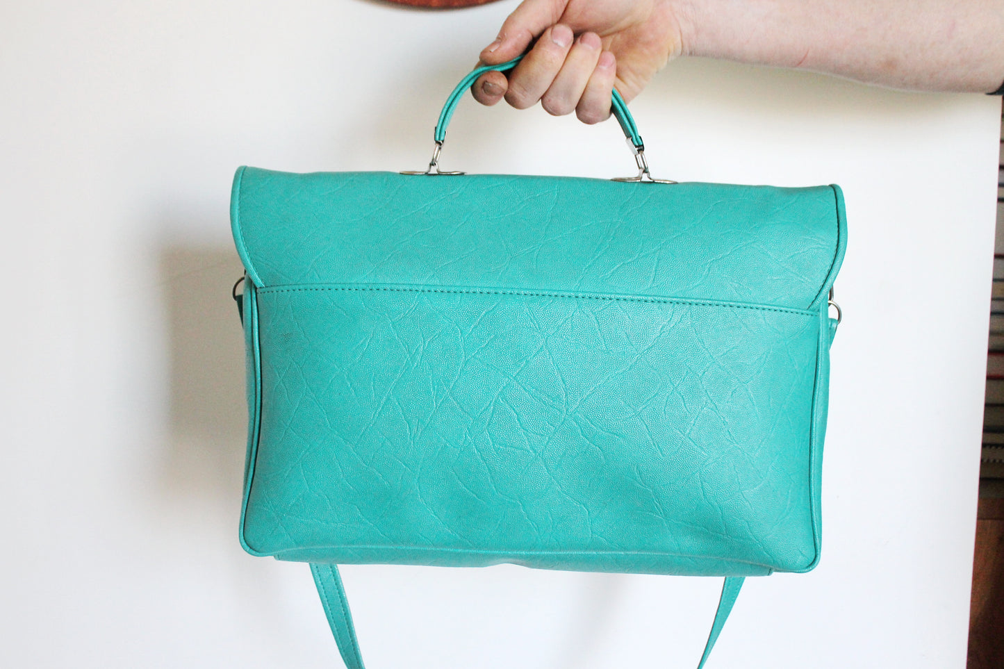 Vintage USSR turquoise shoulder bag - Soviet rare bag - Book Bag - Soviet woman/man bag. Made in USSR in 1980s