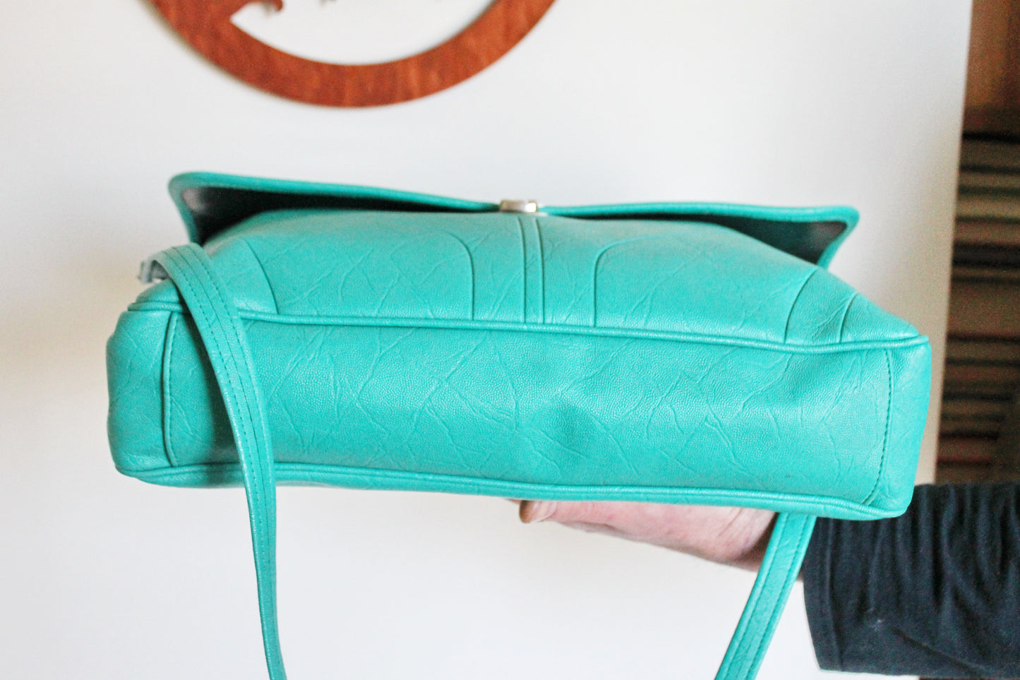 Vintage USSR turquoise shoulder bag - Soviet rare bag - Book Bag - Soviet woman/man bag. Made in USSR in 1980s