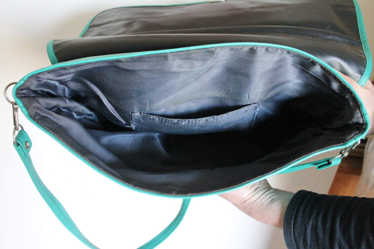 Vintage USSR turquoise shoulder bag - Soviet rare bag - Book Bag - Soviet woman/man bag. Made in USSR in 1980s