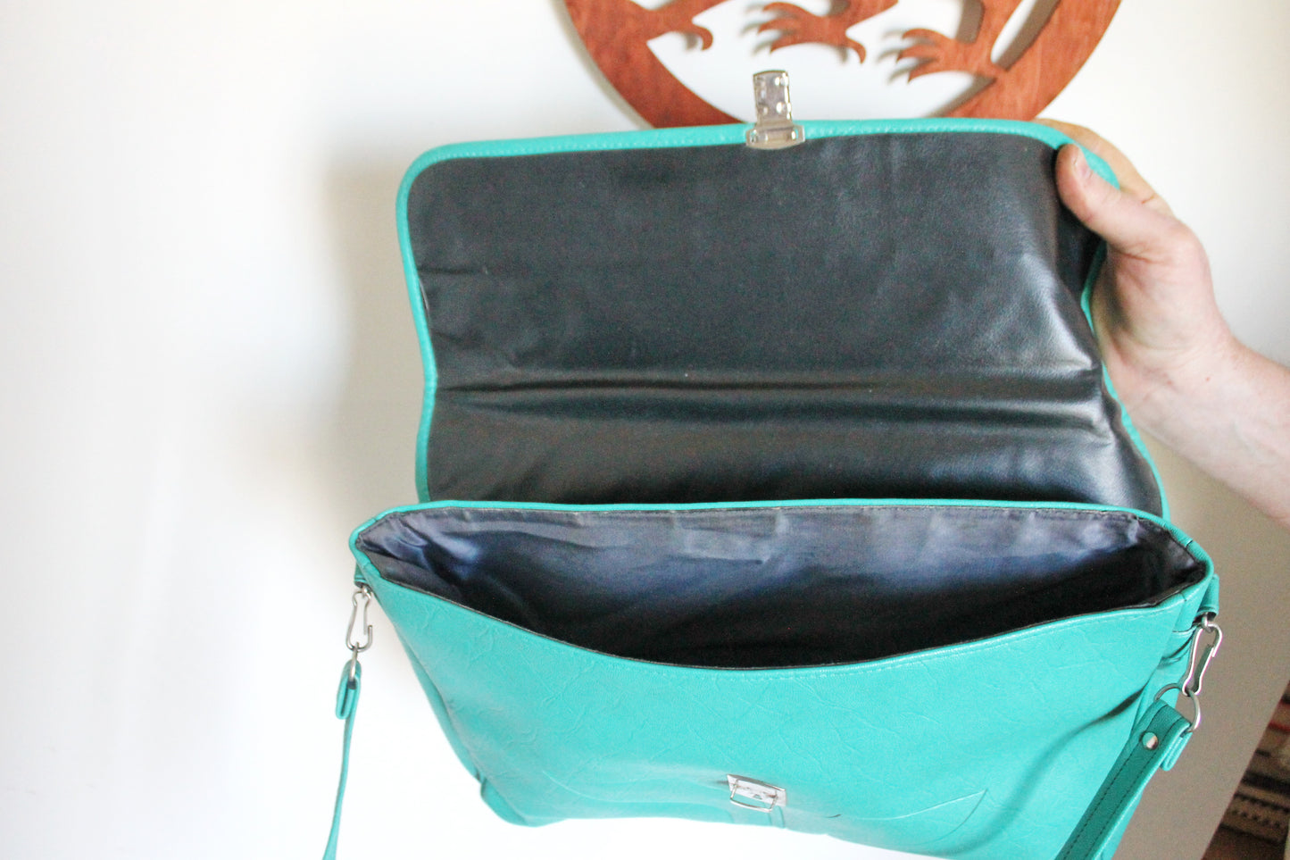 Vintage USSR turquoise shoulder bag - Soviet rare bag - Book Bag - Soviet woman/man bag. Made in USSR in 1980s