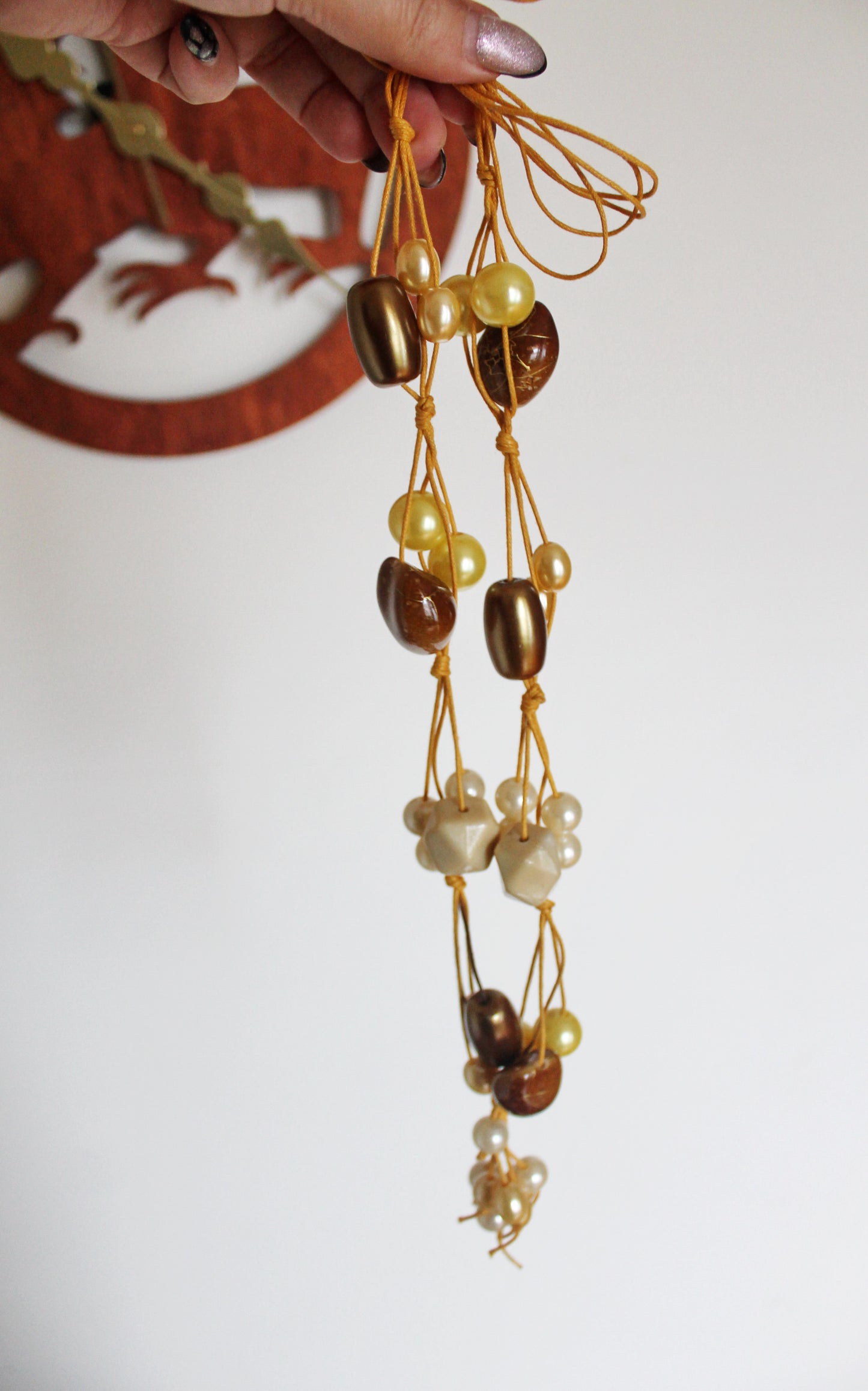 Vintage long beaded yellow necklace - Nekclace 1990s - vintage bijouterie - gift neckalce - made in Ukraine