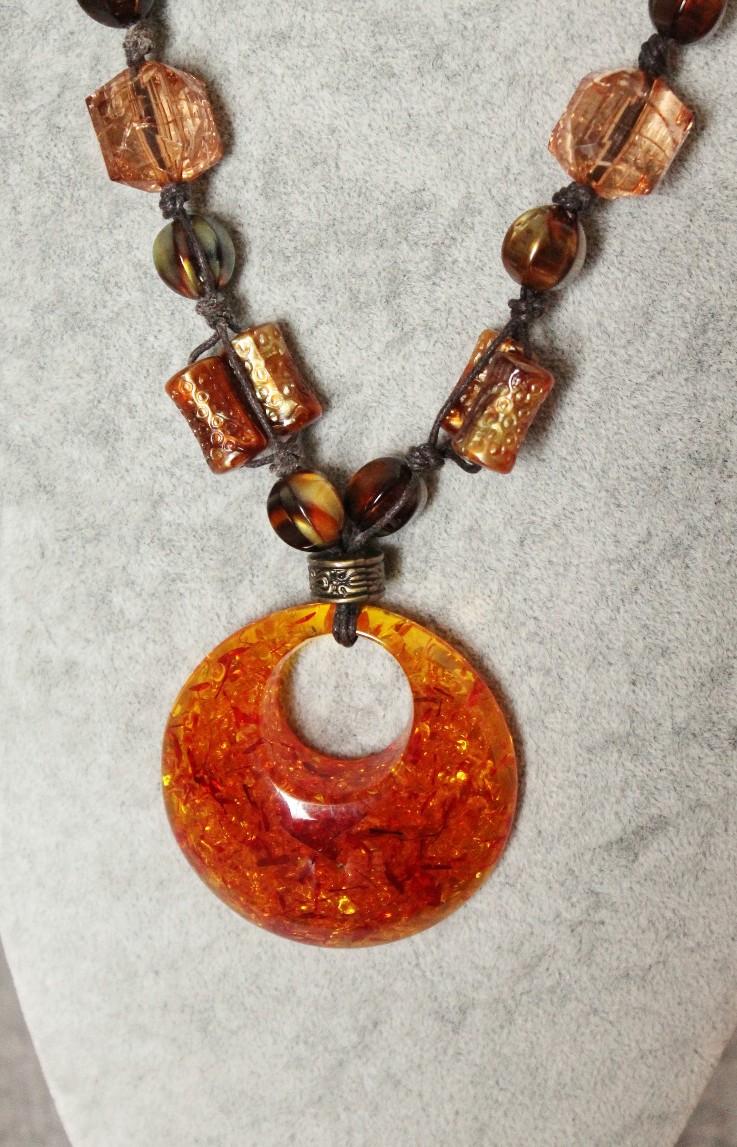 Vintage long beaded brown necklace - Nekclace 1990s - vintage bijouterie - gift neckalce - made in Ukraine
