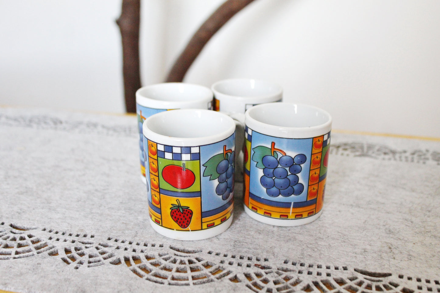 Set of four vintage ceramic coffee cups (one cup have a chip)- beautiful ceramic cups - 1990-2000s - made in Ukraine