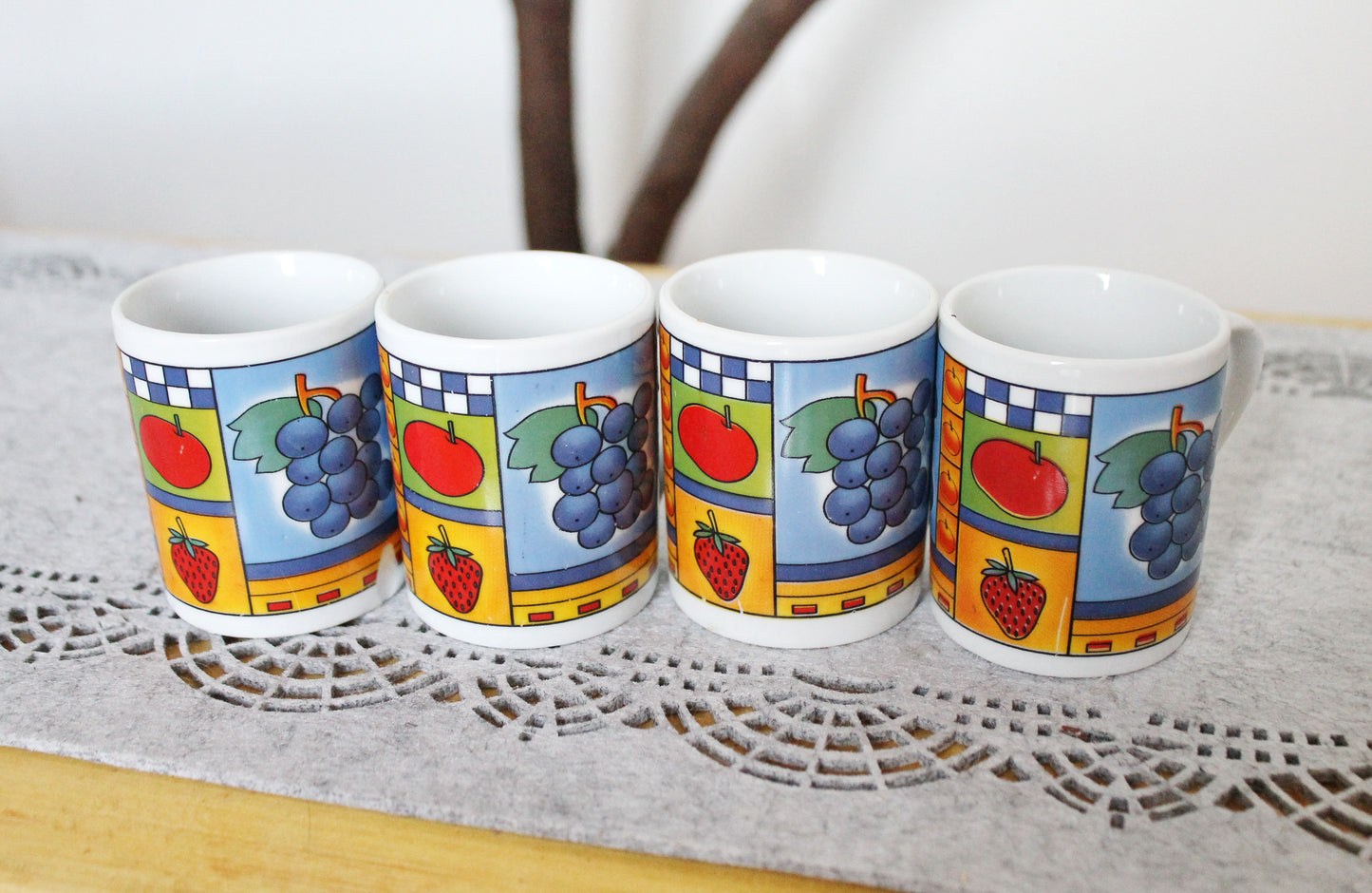 Set of four vintage ceramic coffee cups (one cup have a chip)- beautiful ceramic cups - 1990-2000s - made in Ukraine