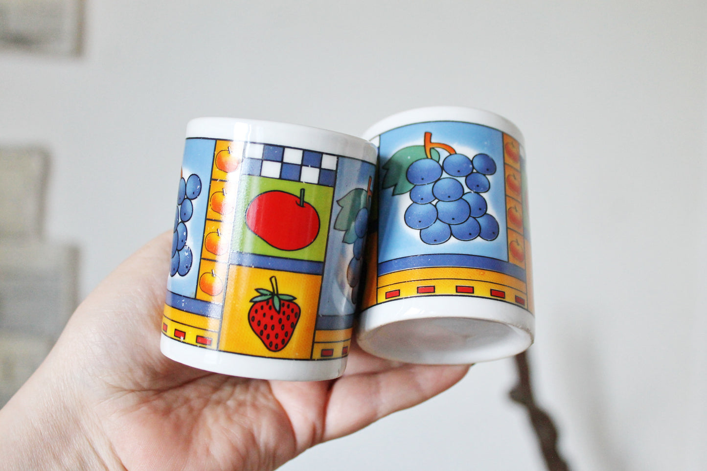 Set of four vintage ceramic coffee cups (one cup have a chip)- beautiful ceramic cups - 1990-2000s - made in Ukraine