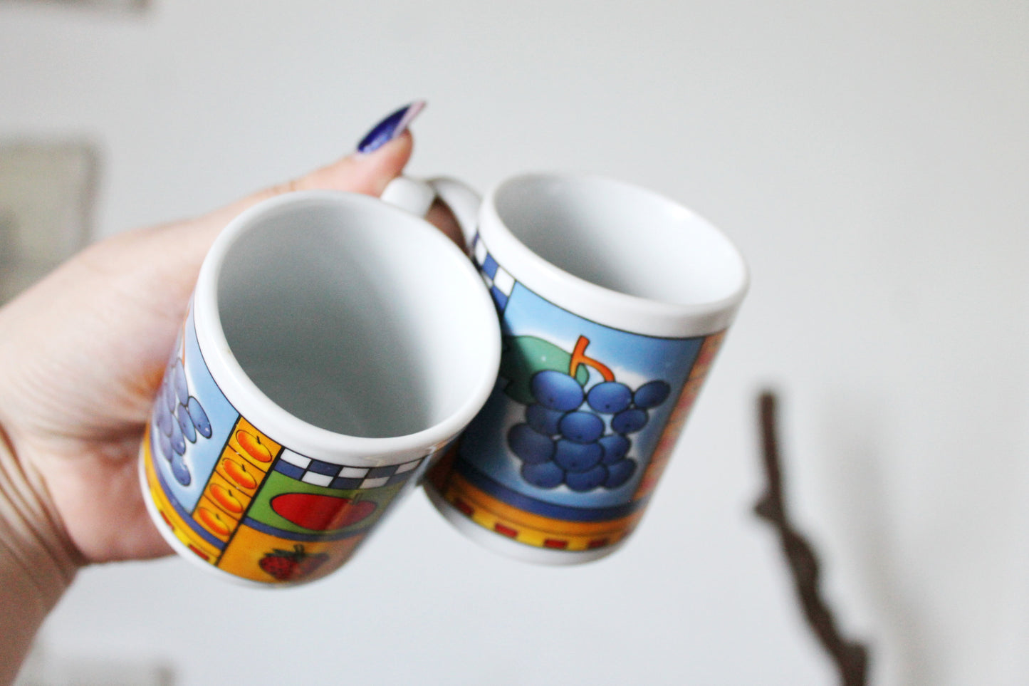 Set of four vintage ceramic coffee cups (one cup have a chip)- beautiful ceramic cups - 1990-2000s - made in Ukraine