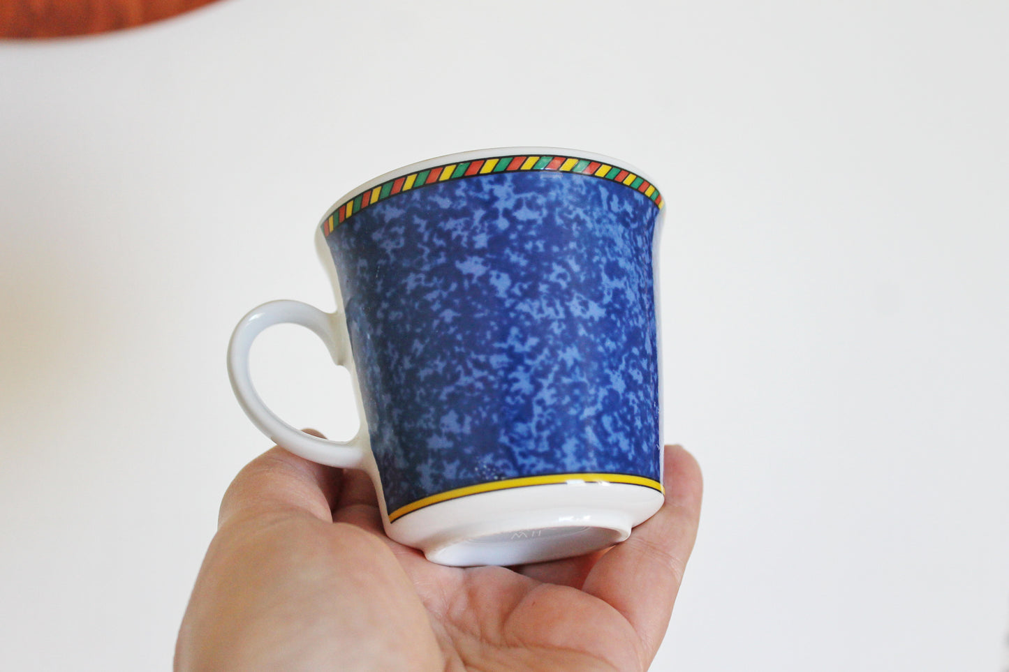 Vintage HW Design Germany Bavaria Coffee Mugs – Set of 4 – Blue Speckled Porcelain – 1980s – Dishwasher Safe