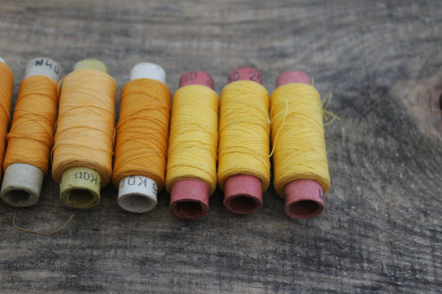 Vintage Soviet Sewing Thread Set – Yellow Spools – USSR Cotton Thread – Craft Supplies – 1970s 1980s Soviet Era