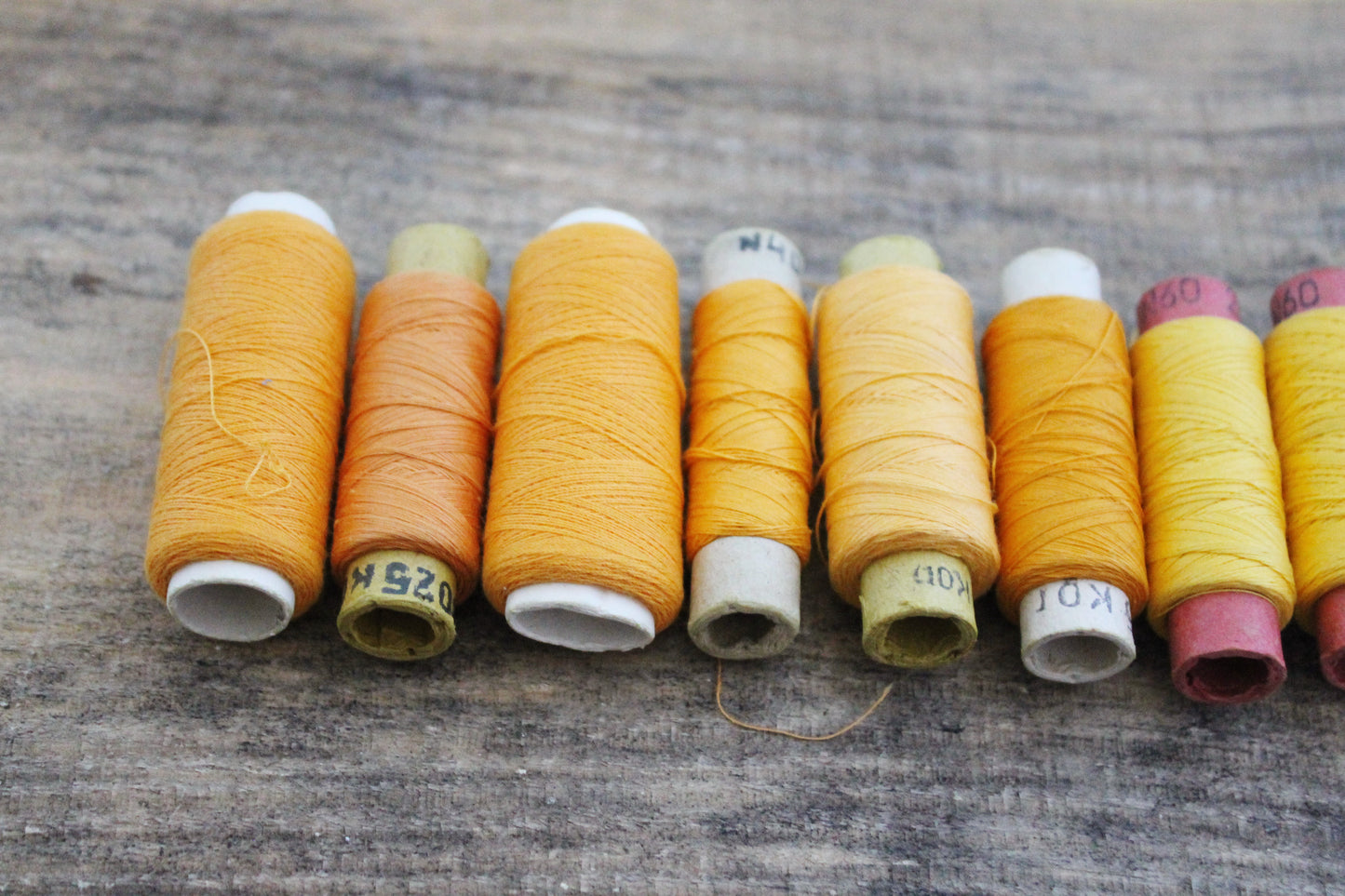 Vintage Soviet Sewing Thread Set – Yellow Spools – USSR Cotton Thread – Craft Supplies – 1970s 1980s Soviet Era