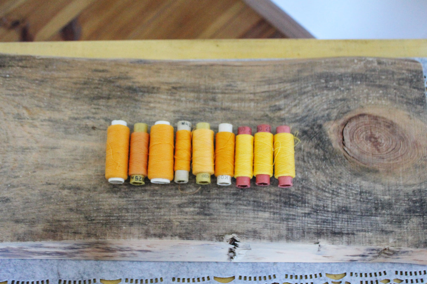 Vintage Soviet Sewing Thread Set – Yellow Spools – USSR Cotton Thread – Craft Supplies – 1970s 1980s Soviet Era