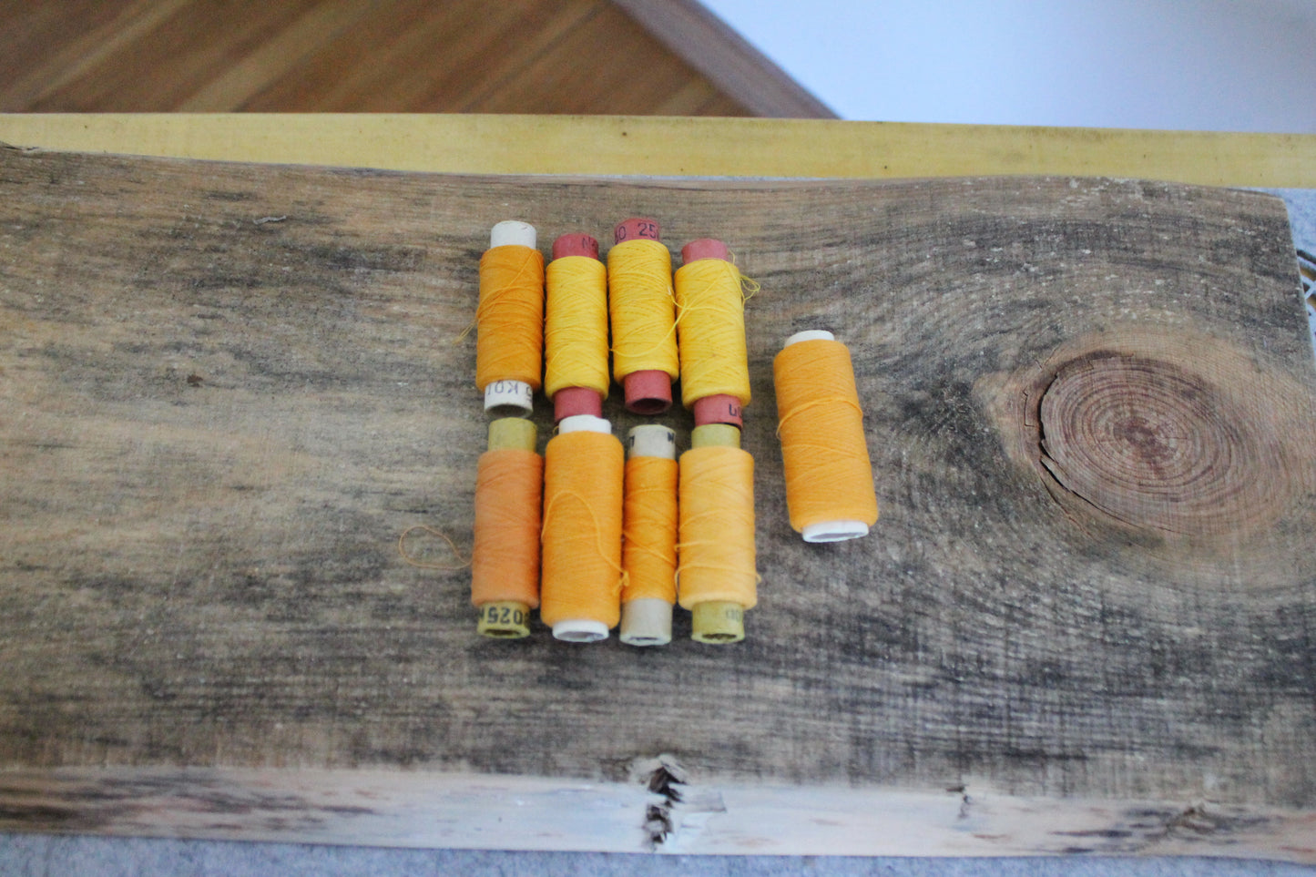 Vintage Soviet Sewing Thread Set – Yellow Spools – USSR Cotton Thread – Craft Supplies – 1970s 1980s Soviet Era