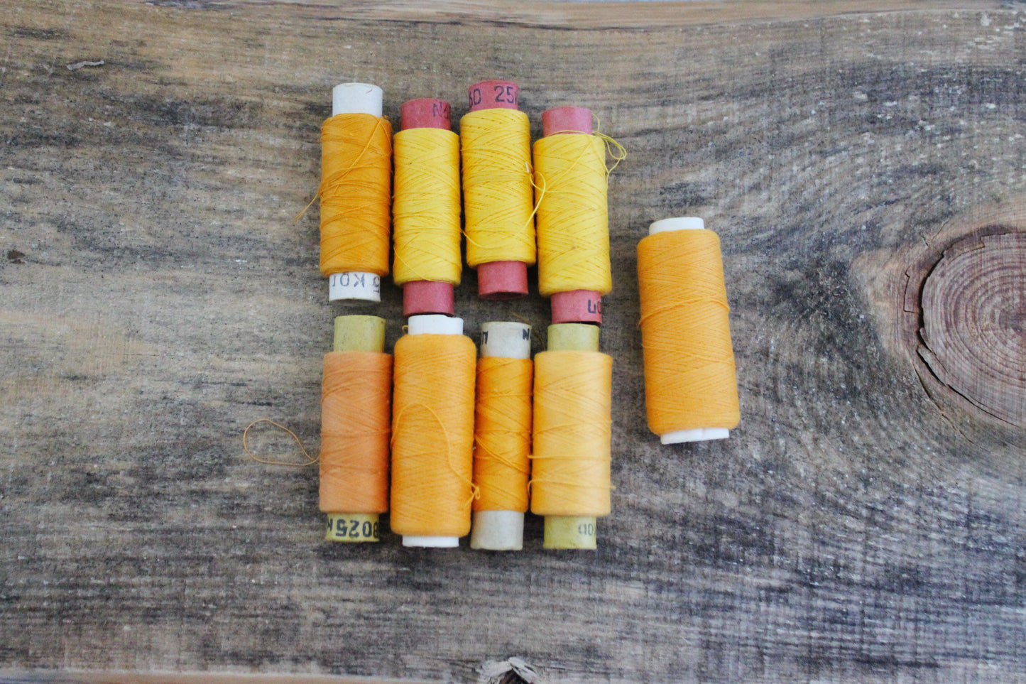 Vintage Soviet Sewing Thread Set – Yellow Spools – USSR Cotton Thread – Craft Supplies – 1970s 1980s Soviet Era