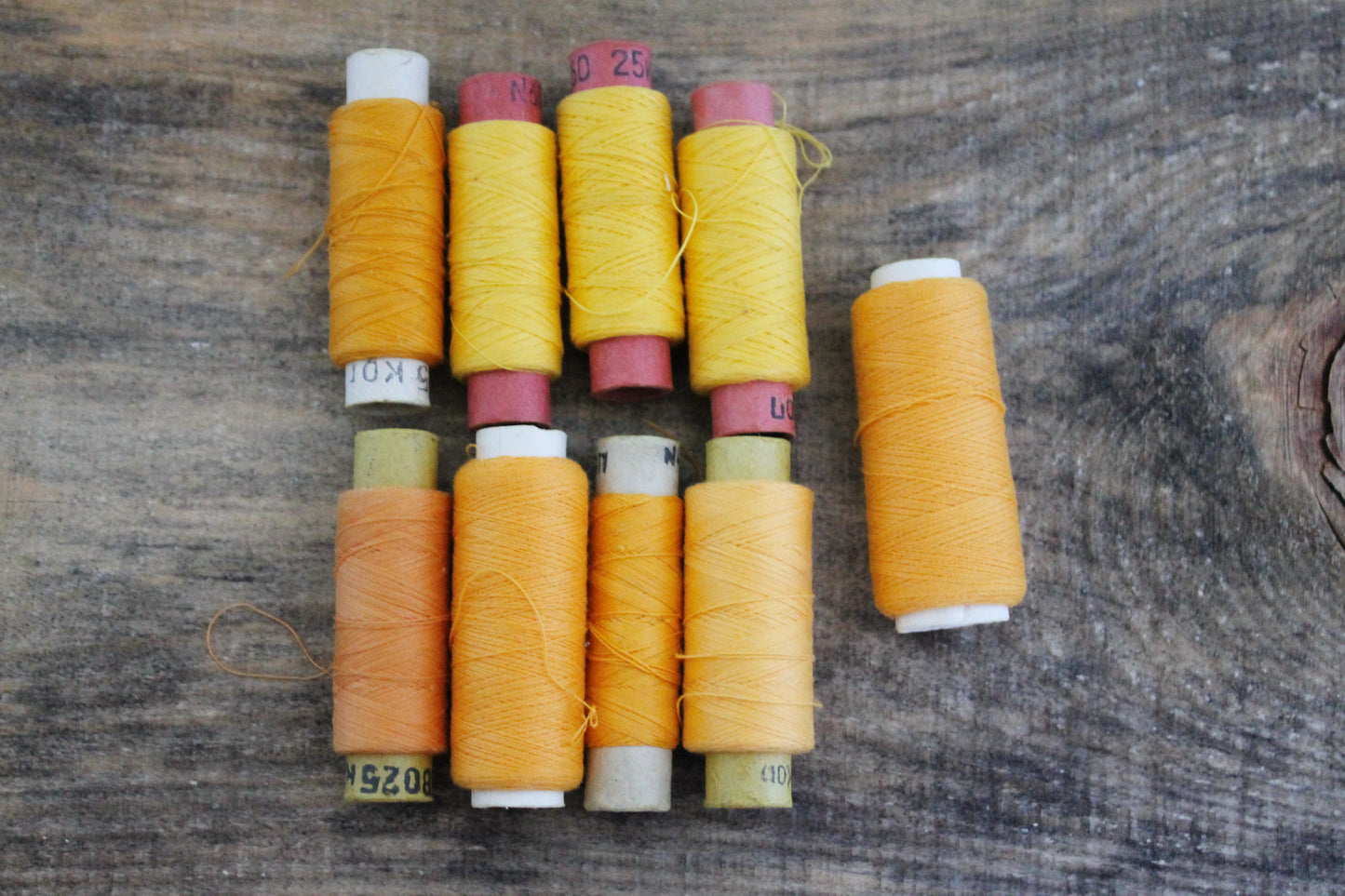 Vintage Soviet Sewing Thread Set – Yellow Spools – USSR Cotton Thread – Craft Supplies – 1970s 1980s Soviet Era