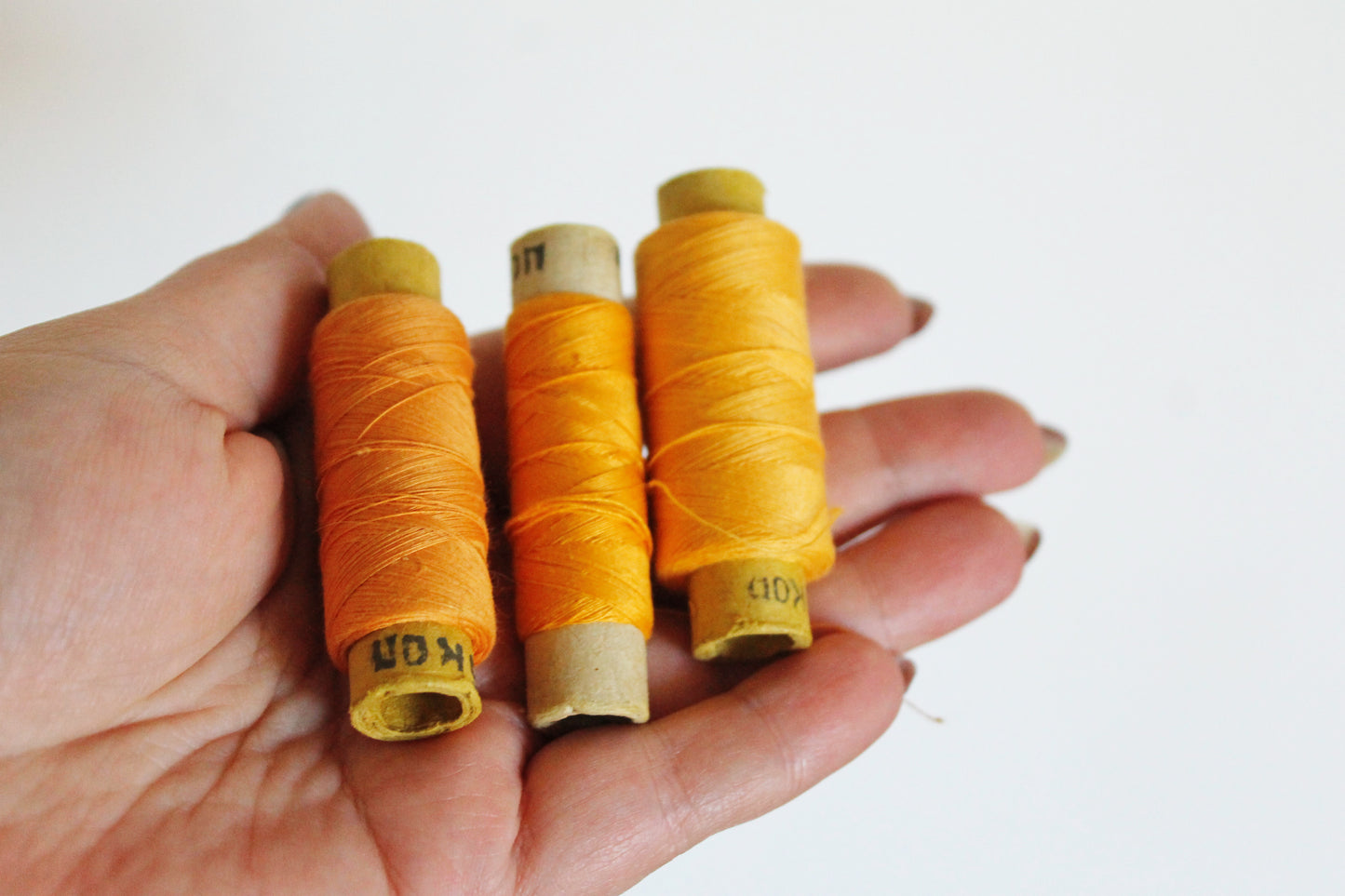 Vintage Soviet Sewing Thread Set – Yellow Spools – USSR Cotton Thread – Craft Supplies – 1970s 1980s Soviet Era