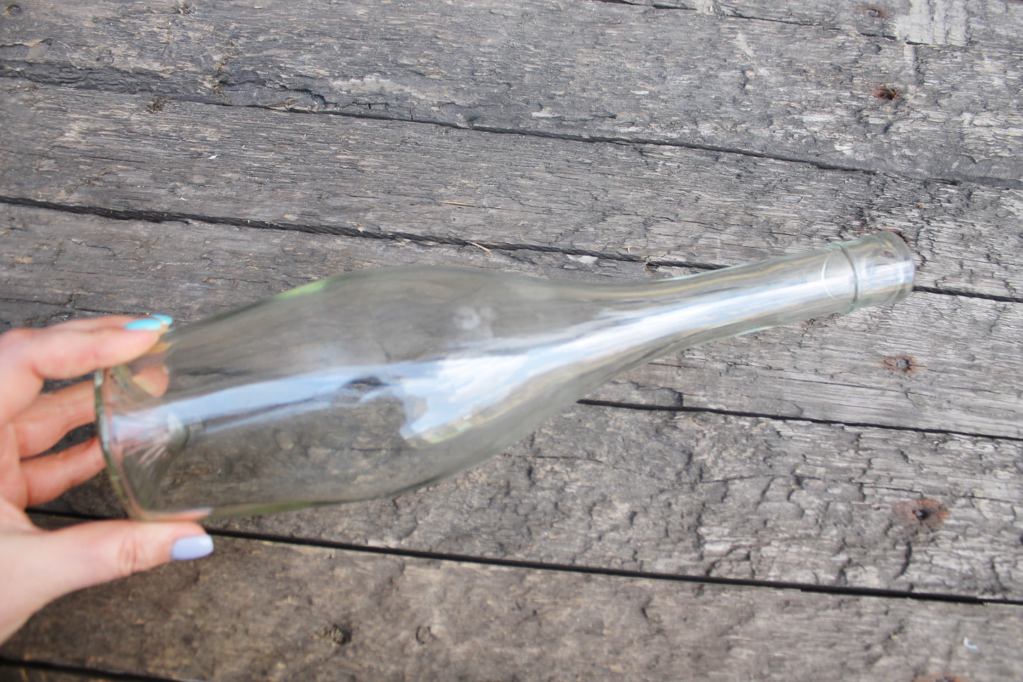 Vintage white glass vine, vodka bottle - 13.2 inches - Soviet Glass Bottle - USSR made bottle - 1970s
