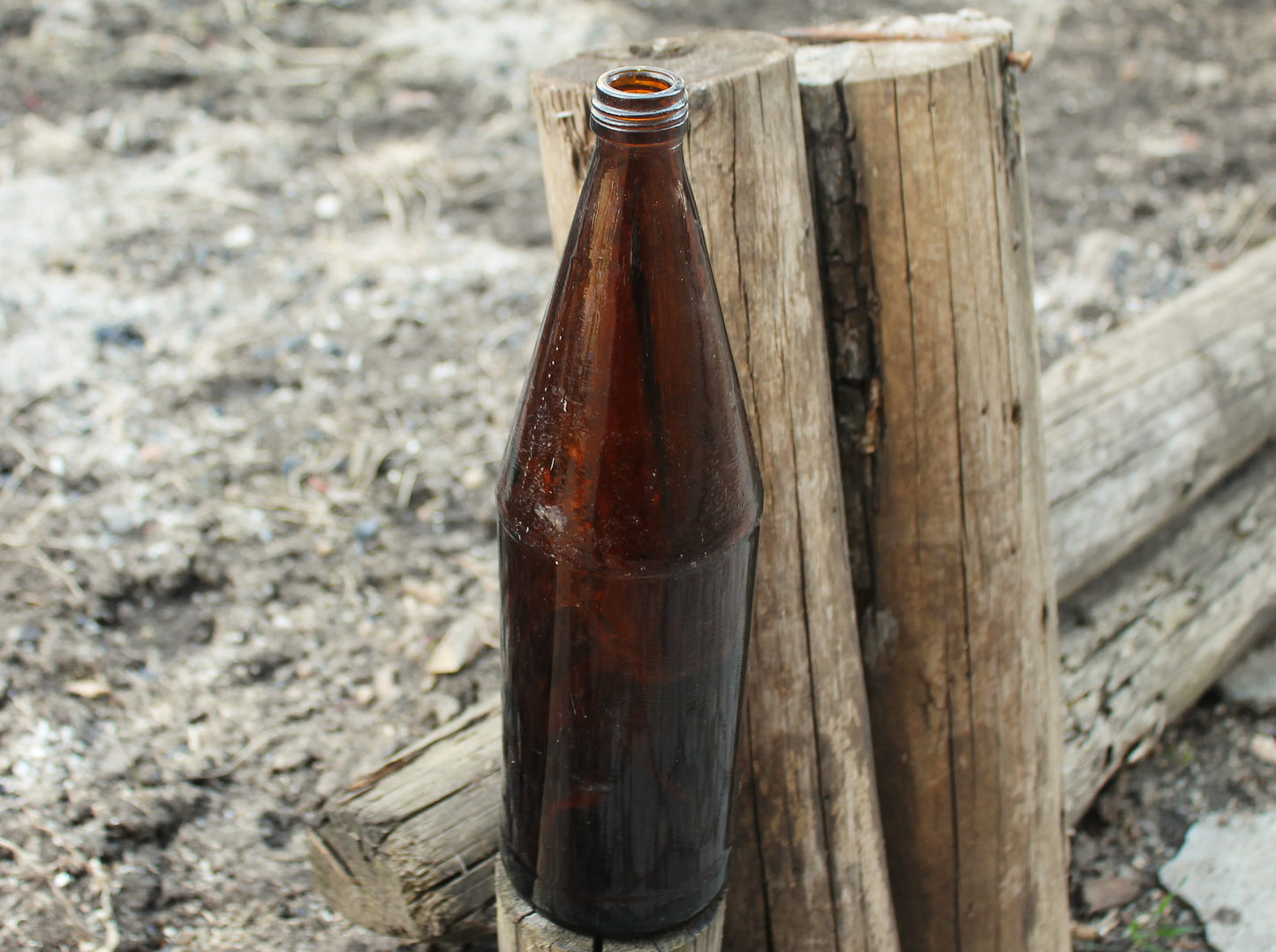 Vintage brown glass vine bottle - 12 inches - Soviet Glass Wine Bottle - USSR made bottle - 1960-1970s